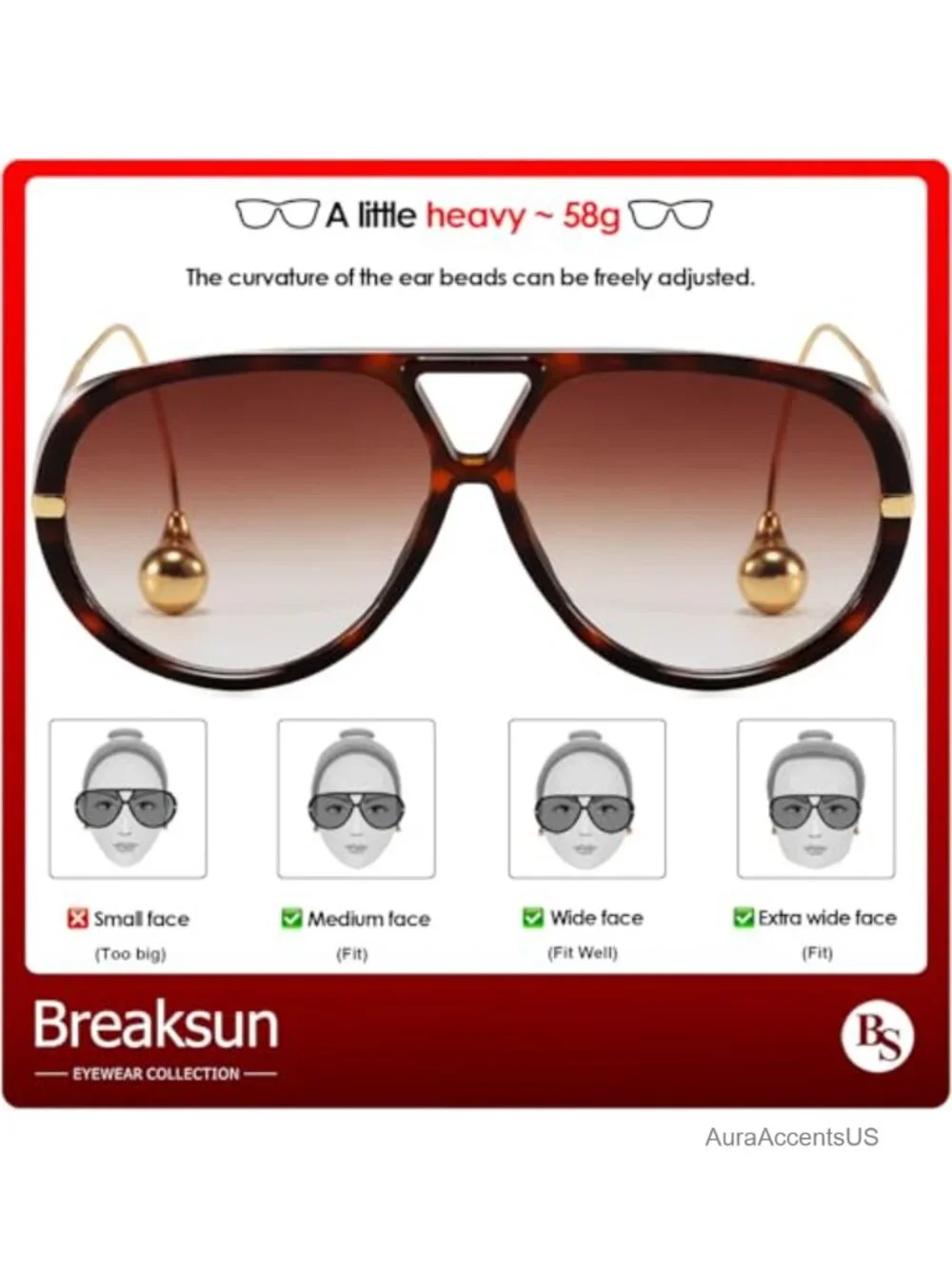Oversized Aviator Sunglasses Retro Shield Big Lens 100% UV Protection